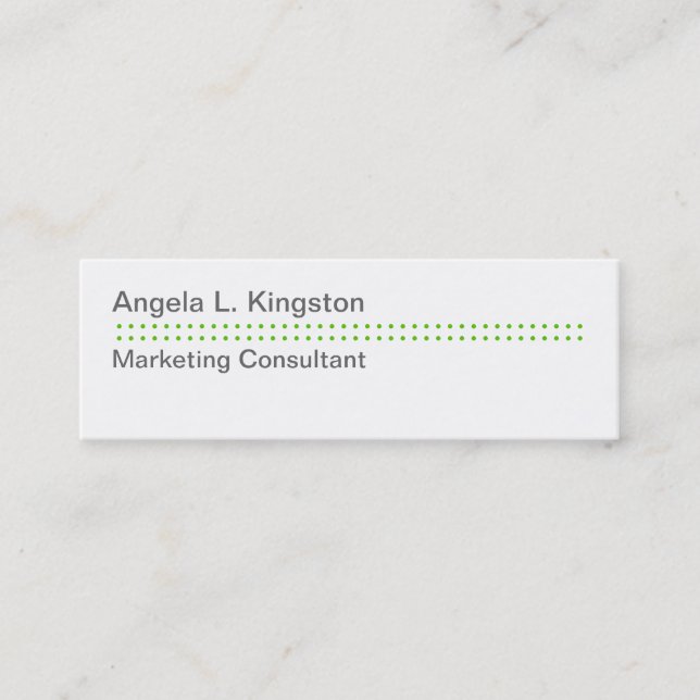 Mini modern micro dot apple green grey custom mini business card (Front)