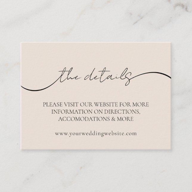 Mini Modern Wedding Minimal Photo Details Enclosure Card (Front)