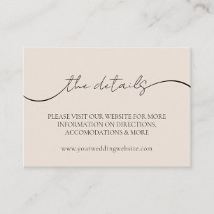 Mini Modern Wedding Minimal Photo Details Enclosure Card