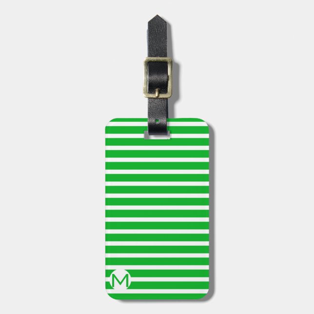 Mini Monogram Green Stripe Luggage Tag (Front Vertical)