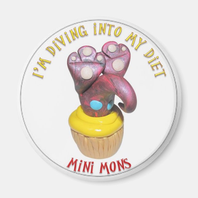 Mini Mons "Diving into a diet" Magnet (Front)