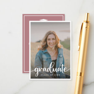 Mini Muted Pink Photo Graduation Invitation