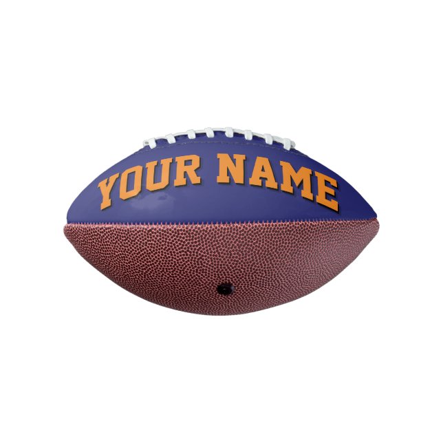 Mini NAVY BLUE AND ORANGE Personalised Football American Football (Rotated 270)