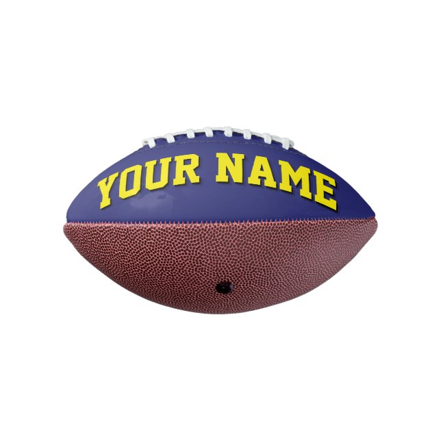 Mini NAVY BLUE AND YELLOW Personalised Football American Football (Rotated 270)