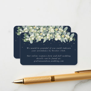 Mini Navy Snowberry+Eucalyptus Wedding Online RSVP Enclosure Card