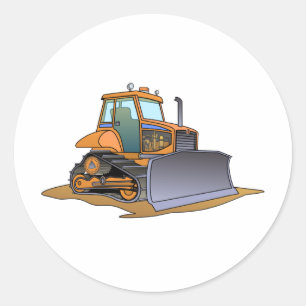 Mini Orange Bulldozer Classic Round Sticker