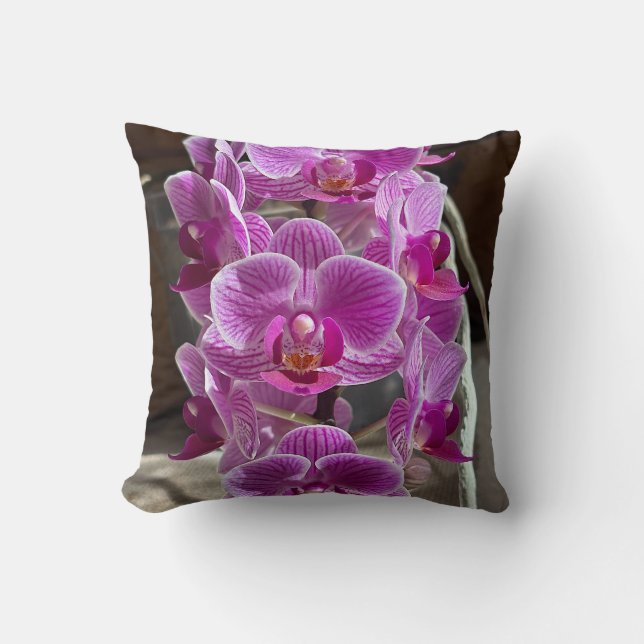 Mini Phalaenopsis Sogo Vivien Purple Orchid Flower Cushion (Front)