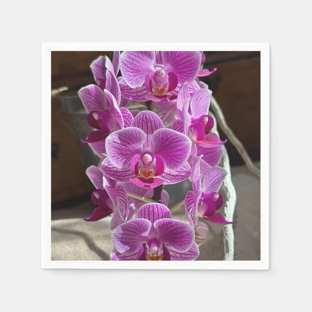 Mini Phalaenopsis Sogo Vivien Purple Orchid Flower Napkin (Front)