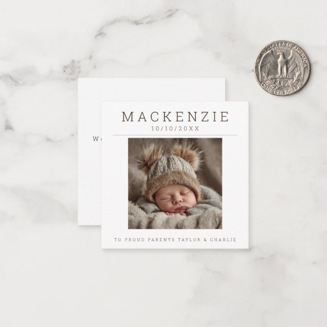 MINI Photo New Baby Photo Personalized 2 sided Card (Front/Back In Situ)