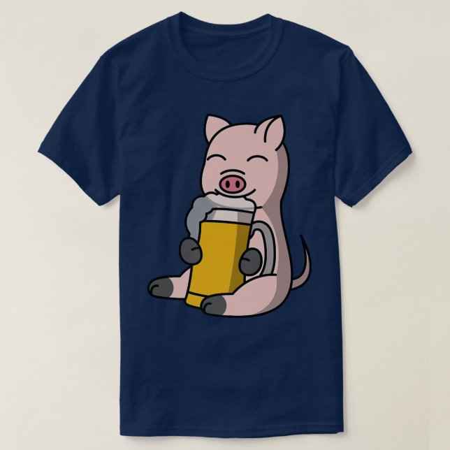 Mini Pig Drinking Beer Pet Premium  T-Shirt (Design Front)