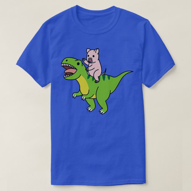 Mini Pig Riding T-Rex Dinosaur Pet Premium  T-Shirt (Design Front)