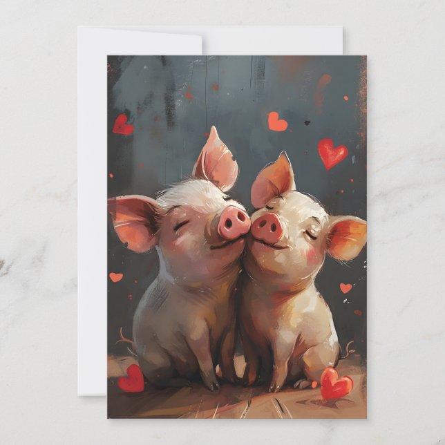 Mini pigs Valentine's Day  Holiday Card (Front)