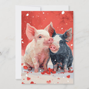 Mini Pigs Valentine's day Holiday Card
