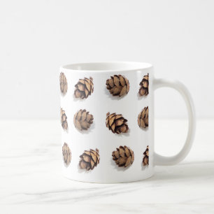 Mini Pine Cones on White Coffee Mug