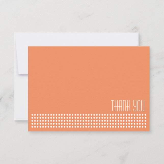 Mini Polka Dots Thank You Note (Orange) Card (Front)