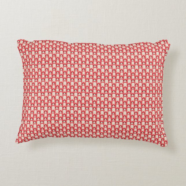 Mini Pug Print on Red Christmas Accent Pillow (Back)