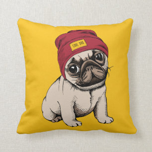 Mini Puppy Hipster Pug Cushion