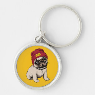 Mini Puppy Hipster Pug Key Ring