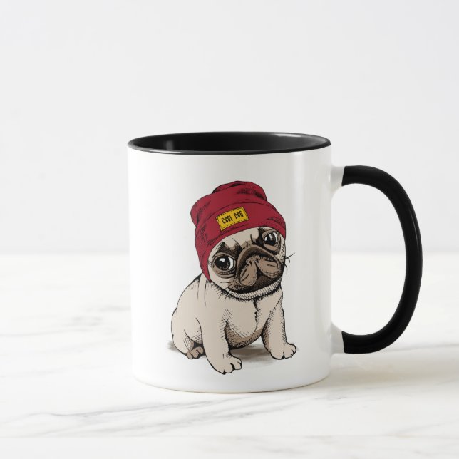 Mini Puppy Hipster Pug Mug (Right)