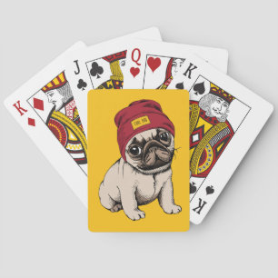 Mini Puppy Hipster Pug Playing Cards