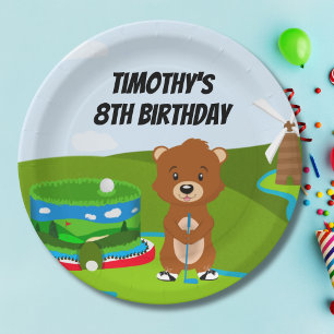 Mini Putt Putt Birthday Cute Gopher Kids Party Paper Plate