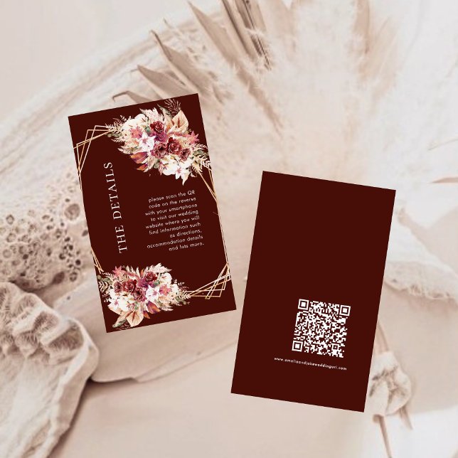 Mini QR Code Terracotta Boho Wedding Details  Enclosure Card (Creator Uploaded)