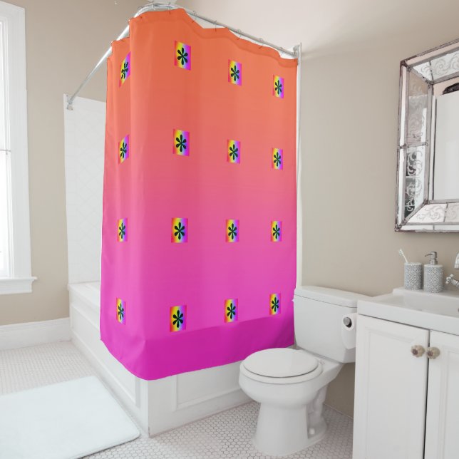 Mini Rainbow Asterisk  Shower Curtain (In Situ)