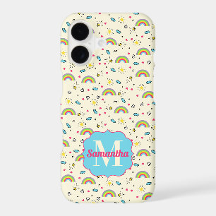 Mini Rainbow Toss on Yellow Retro Pattern Monogram