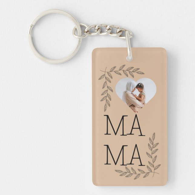 Mini Rectangle Keychain with Heart Photo Frame (Front)