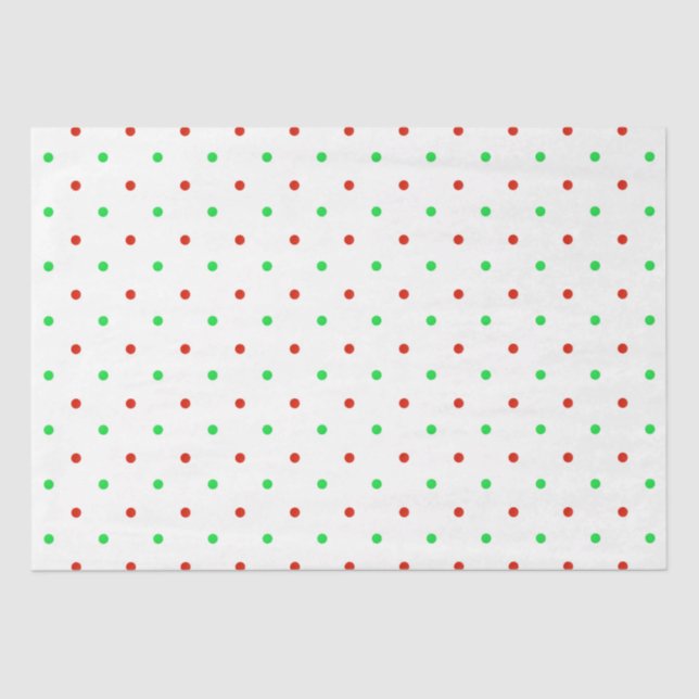 Mini Red and Green Watercolor Polka Dots    Tissue Paper (Front)
