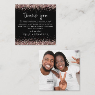 MINI Rose Gold Glitter Photo Engagement Thanks Card