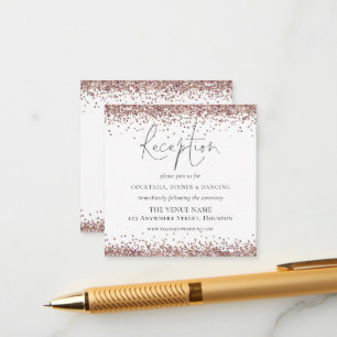 MINI Rose Gold Glitter Wedding Reception Details  Enclosure Card