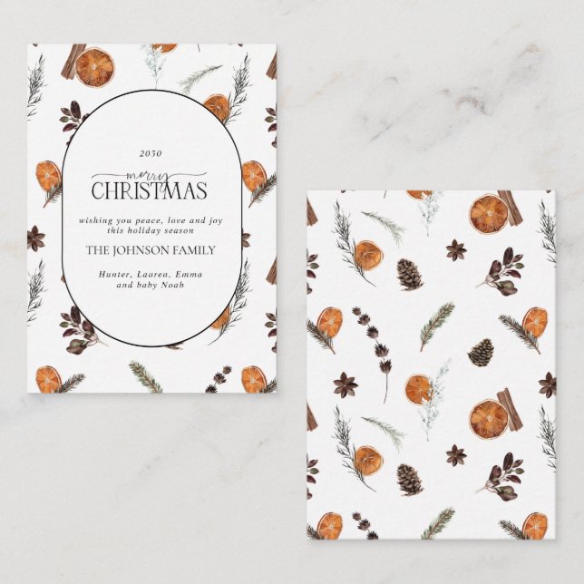 Mini Rustic Orange Arch Merry Christmas Script Card (Front/Back)