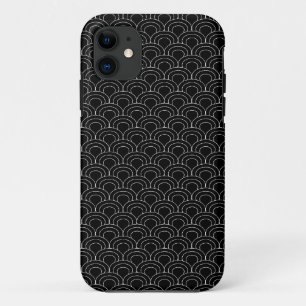 Mini sakura black & white wave waves scallop print iPhone 11 case