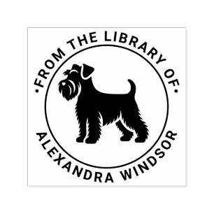Mini Schnauzer Dog Standing Sil Library Book Name Self-inking Stamp