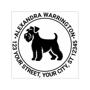 Mini Schnauzer Dog Standing Sil Name Ret Address Self-inking Stamp