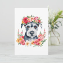 Mini Schnauzer Floral Christmas Card