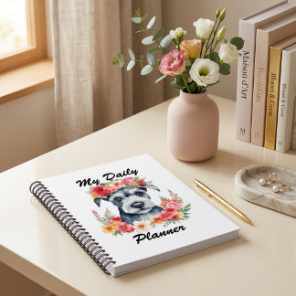 Mini Schnauzer Floral Daily Planner