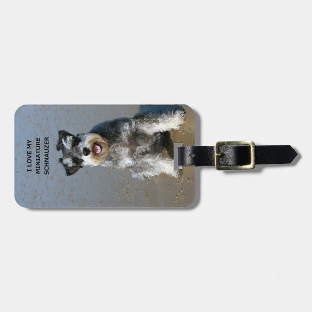 mini schnauzer-love w pic luggage tag (Front Horizontal)