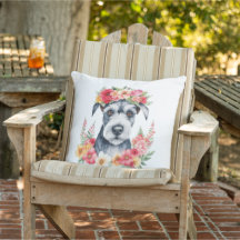 Mini Schnauzer Pink Red Yellow Peach White Flower