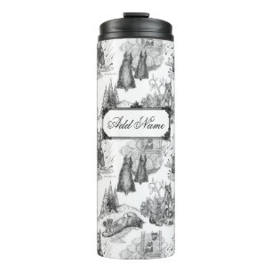 MINI SCHNAUZER Terrier Black Toile w/Custom Name Thermal Tumbler