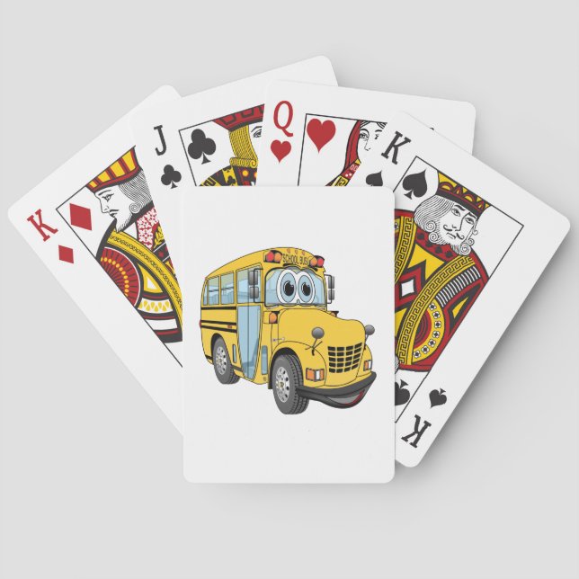 Mini School Bus Cartoon Playing Cards (Back)