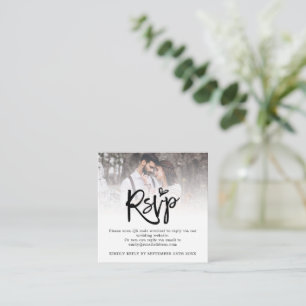 Mini Script QR Code Photo Wedding RSVP Enclosure Card