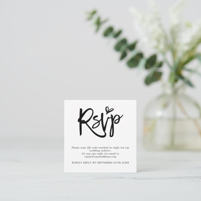 Mini Script QR Code Wedding RSVP Enclosure (Standing Front)