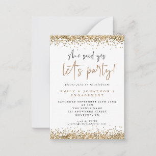 MINI She Said Yes Gold Glitter Engagement Invite