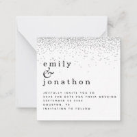 MINI Silver Glitter Minimal Wedding Save the Date