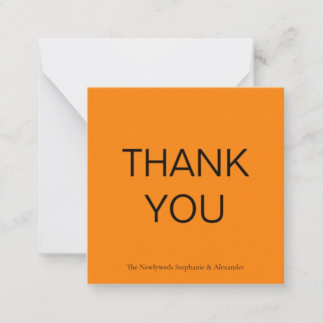 Mini Simple Autumn Orange Thank You Square Card (Front)