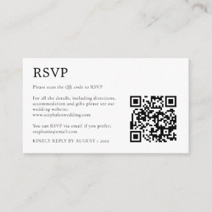MINI Simple Black White QR Code RSVP Enclosure Card