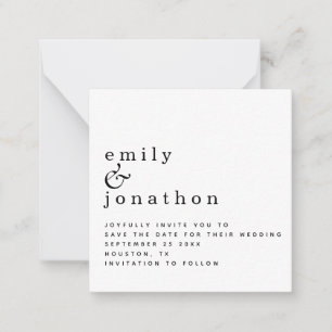 MINI Simple Black White Wedding Save the Date Card