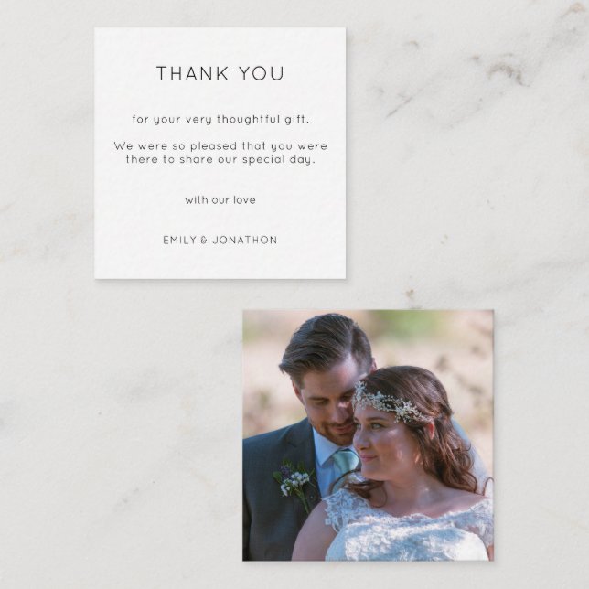 MINI | Simple Wedding Black White Photo Thank You Card (Front/Back)
